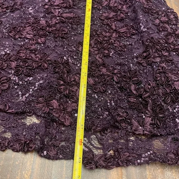 Tahari Deep Purple Lace Prom Dress - Picture 9 of 10